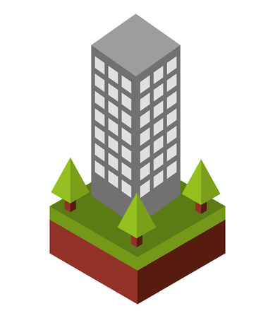 building cityscape isometric icon vector illustration designのイラスト素材