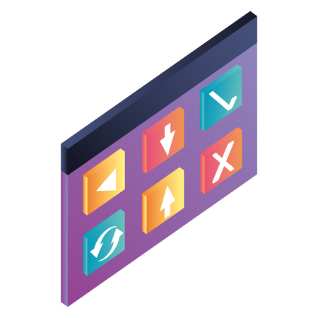 webpage template with buttons menu isometric vector illustration designのイラスト素材
