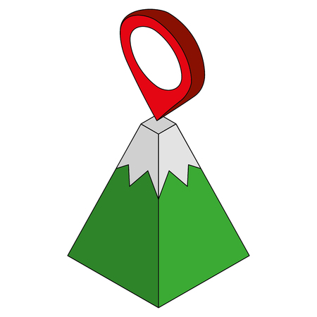 mountain with pin pointer isometric vector illustration designのイラスト素材