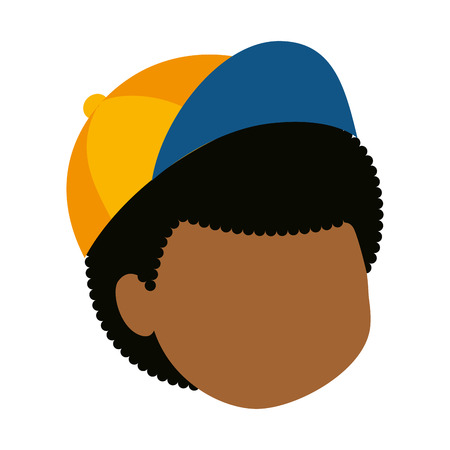 little boy black head character vector illustration designのイラスト素材