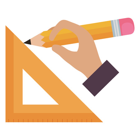 hand with geometric rule school icon vector illustration designのイラスト素材