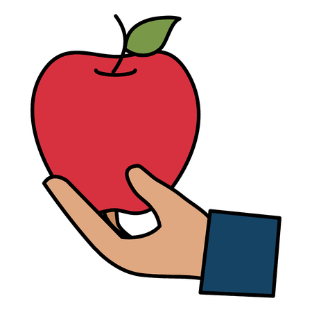 hand with apple fresh fruit icon vector illustration designのイラスト素材