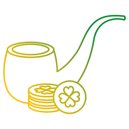 pile coins with clover and pipe wooden vector illustration designのイラスト素材