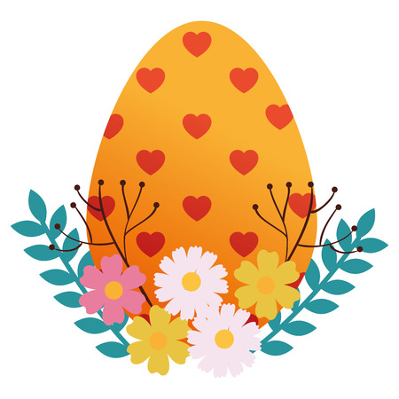 egg paint easter with floral decoration vector illustration designのイラスト素材