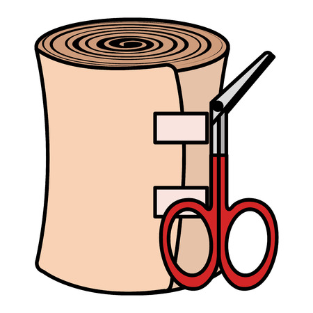 medical bandage and scissors vector illustration designのイラスト素材