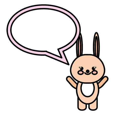 cute rabbit with speech bubble character vector illustration designのイラスト素材
