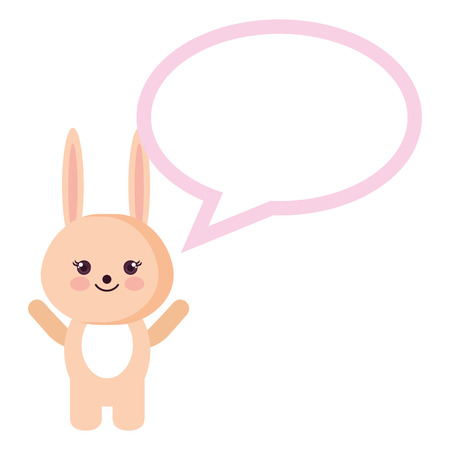 cute rabbit with speech bubble character vector illustration designのイラスト素材