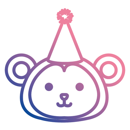 cute monkey with hat party kawaii character vector illustration designのイラスト素材