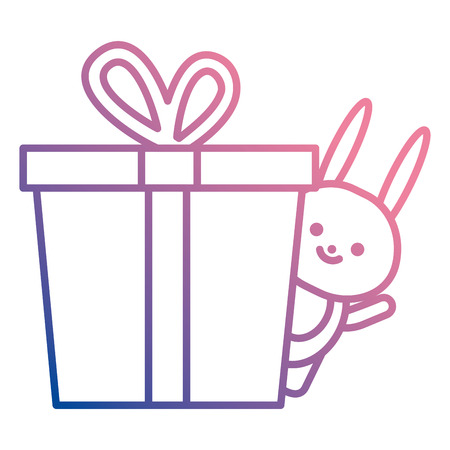 giftbox present with rabbit   birthday celebration vector illustration designのイラスト素材