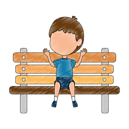 boy in the park wooden chair icon vector illustration designのイラスト素材