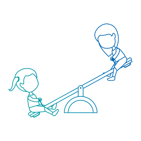 girls playing in up and down park playground vector illustration designのイラスト素材