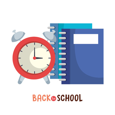 notebook and alarm clock back to school supply vector illustration designのイラスト素材