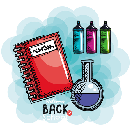 back to school set icons drawings vector illustration designのイラスト素材