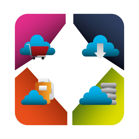 cloud computing set icons vector illustration designのイラスト素材