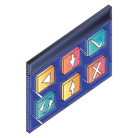 gps navigation menu buttons direction isometric vector illustrationのイラスト素材