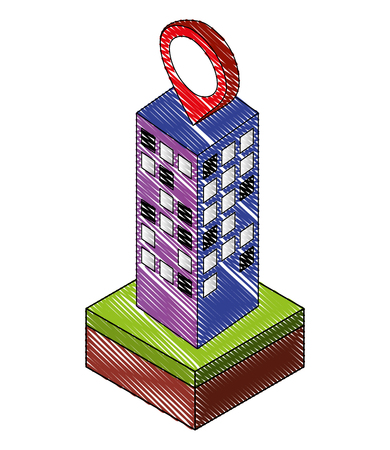 building city urban high with pointer location isometric vector illustrationのイラスト素材