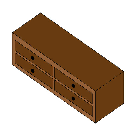 wooden furniture cabinet drawers decoration vector illustrationのイラスト素材