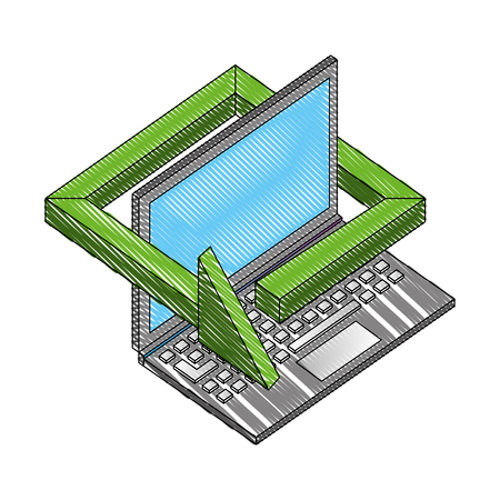 laptop computer with arrow isometric icon vector illustration designのイラスト素材