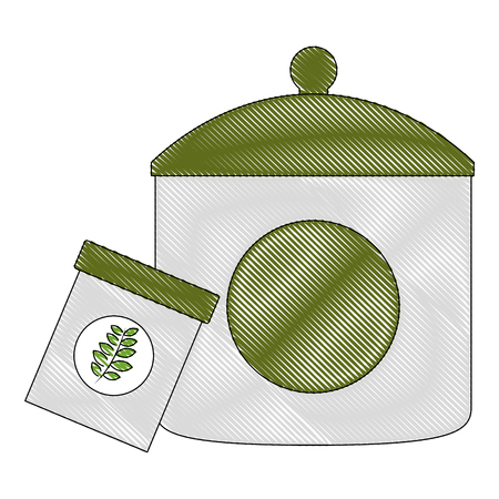 delicious herbs tea pot vector illustration designのイラスト素材