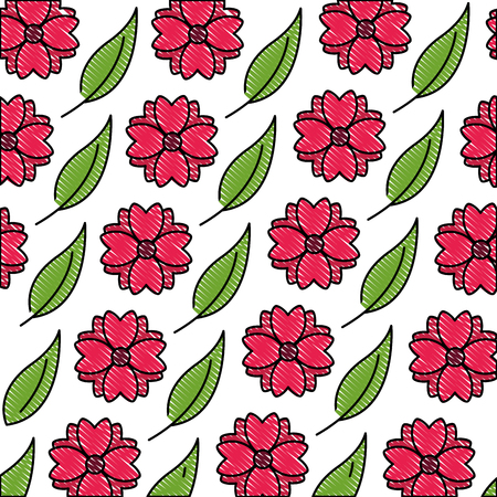 cute flower with leaf decorative pattern vector illustration designのイラスト素材