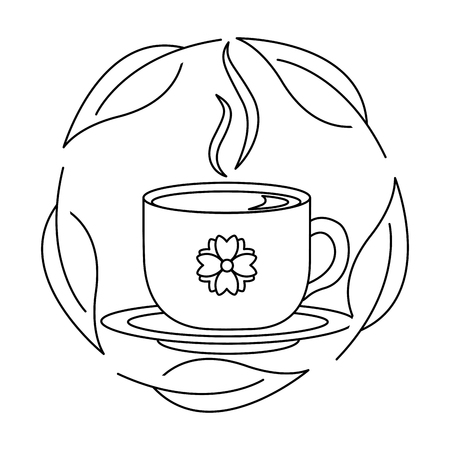 delicious lemon tea cup with leafs icon vector illustration designのイラスト素材