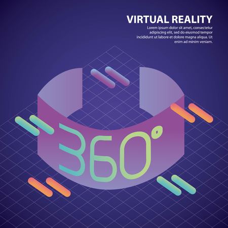 virtual reality isometric 360 degree geometric grid background vector illustrationのイラスト素材