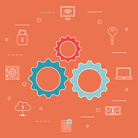 online security set icons vector illustration designのイラスト素材