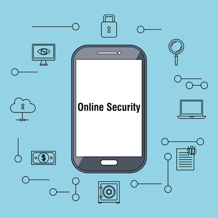 smartphone with internet security icons vector illustration designのイラスト素材