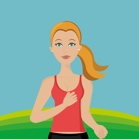 woman running in the landscape vector illustration designのイラスト素材