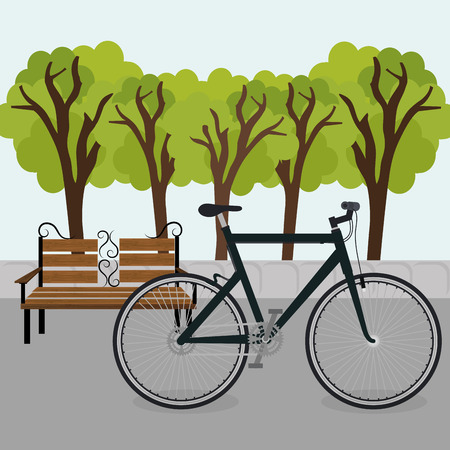 bicycle in the park scene vector illustration designのイラスト素材