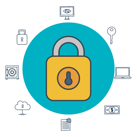 online security with padlock icons vector illustration designのイラスト素材