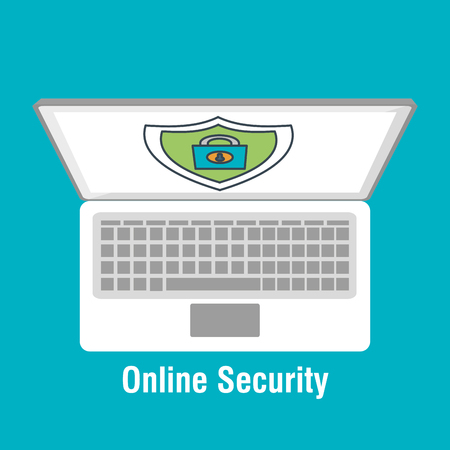 laptop with online security icons vector illustration designのイラスト素材