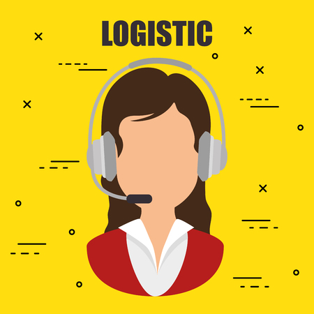 woman with headset logistic service vector illustration designのイラスト素材