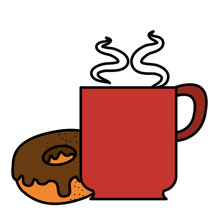 coffee cup with sweet donuts vector illustration designのイラスト素材