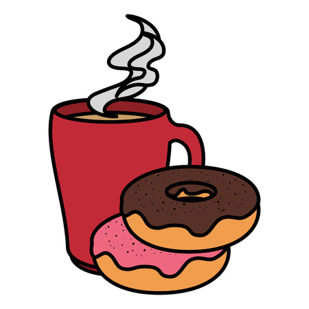 coffee cup with sweet donuts vector illustration designのイラスト素材