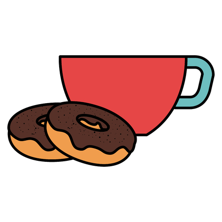 coffee cup with sweet donuts vector illustration designのイラスト素材