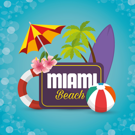 miami beach summer icons vector illustration designのイラスト素材
