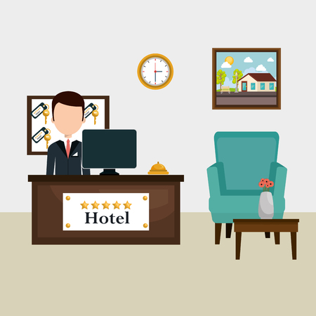 hotel receptionist working avatar vector illustration designのイラスト素材
