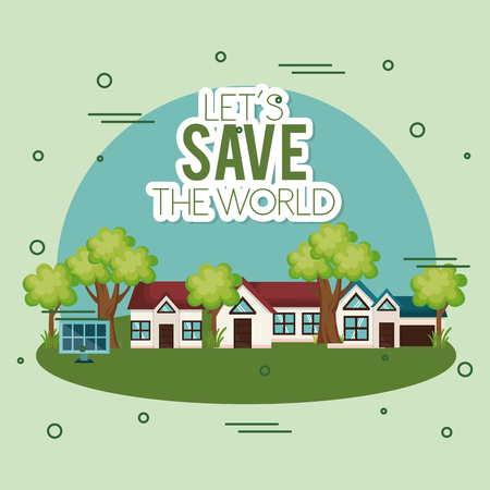 cityscape scene eco friendly vector illustration designのイラスト素材