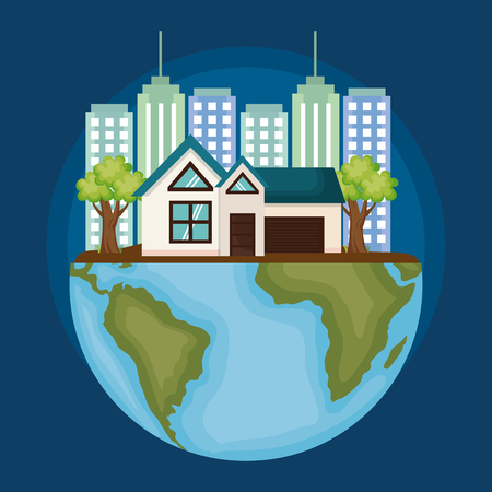 cityscape scene eco friendly vector illustration designのイラスト素材