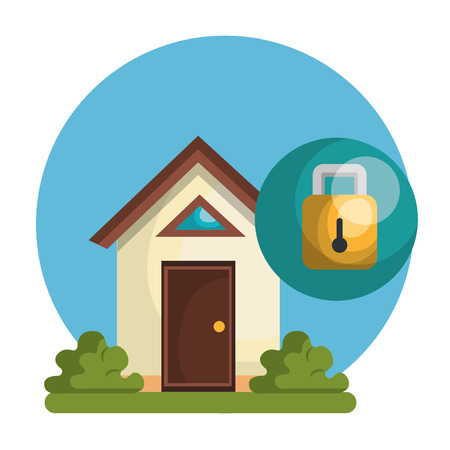 smart home with padlock vector illustration designのイラスト素材