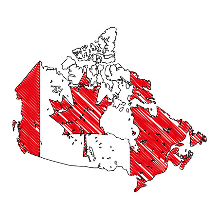 map with canadian flag emblem icon vector illustration designのイラスト素材