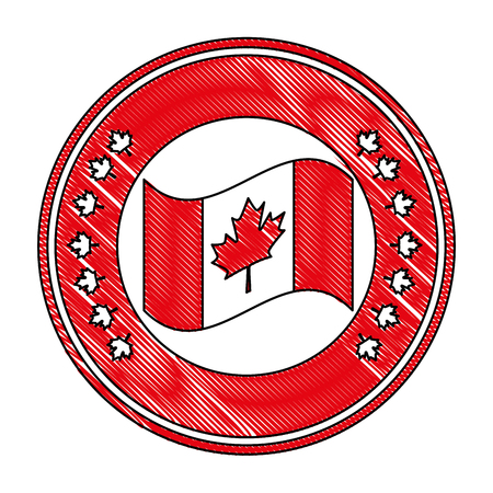 canadian flag seal stamp vector illustration designのイラスト素材