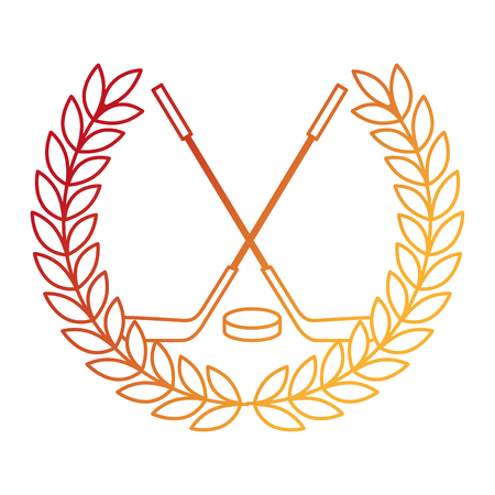hockey sticks crossed with wreath crown vector illustration designのイラスト素材