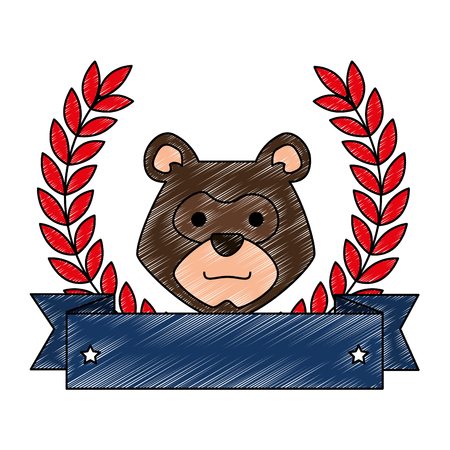 bear grizzly with wreath crown vector illustration designのイラスト素材