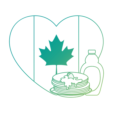 pancakes with maple syrup and heart canadian flag vector illustration designのイラスト素材