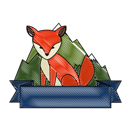 wild canadian fox with landscape vector illustration designのイラスト素材
