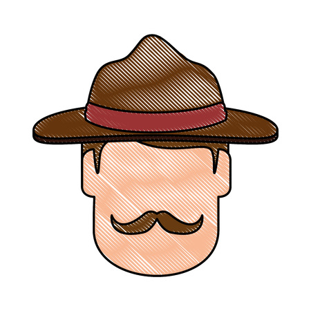 Canadian Ranger head avatar character vector illustration designのイラスト素材