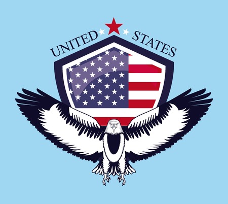 independence day america eagle open wings shield united states flag vector illustrationのイラスト素材