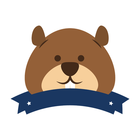cute canadian marmot with ribbon vector illustration designのイラスト素材